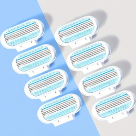 Resim 1 Sap + 8 Bıçak Başlığı / 8 Bıçak Başlığı, Kadınlar için El Tüy Alma Makinesi, 3 Katmanlı Paslanmaz Çelik Bıçaklar ve Değiştirilebilir Güvenli Jilet Başlığı 