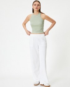 Resim Koton Spor Atlet Bisiklet Yaka Ribanalı Slim Fit Yeşil 4sak30092nk 