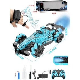 Resim Uzaktan Kumandalı Şarjlı El Kontrollü Müzikli Işıklı Duman Atan F1 Oyuncak Araba Açık Mavi Açık Mavi 