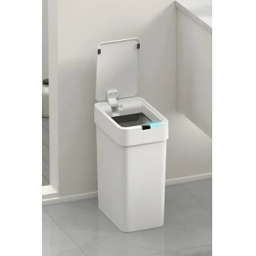 Resim Sensörlü Otomatik Slim Çöp Kovası 9 Lt + Duvara Asılabilir Beyaz Silikon Klozet Fırçası 