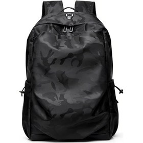 Resim Fochsia Kamufle Siyah Huabups Hafif Katlanır Sırt Çantası - Büyük Kapasite, Usb Şarj, Okul Seyahat Kamuflaj Siyah 