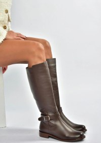 Resim V398750603 Kahverengi Hakiki Deri Alçak Tabanlı Kadın Çizme Kahverengi-hakiki Deri 