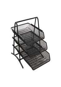 Resim Perfore Metal File Evrak Rafı 3 Lü Siyah 