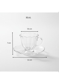 Resim Olive Cam 6 Kişilik Tabaklı Türk Kahvesi Espresso Fincan Seti 6 X 90 Ml Şeffaf 