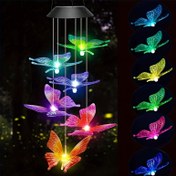 Resim 1 adet Güneş Enerjili Rüzgar Çengi, 6 LED Renk Değiştiren Hummingbird/Butterfly/Dragonfly Tasarımı, 7 Canlı Renk, Güneş Enerjili Açık Aydınlatma, Verandas, Çim, Bahçe için - Anne, Babama, Doğum Günü, Bahçe Dekoru için İdeal Hediye | Dekoratif Asılı Aydınlatma | Renkli LED Işıklar, Bahçe için Rüzgar Çengileri 