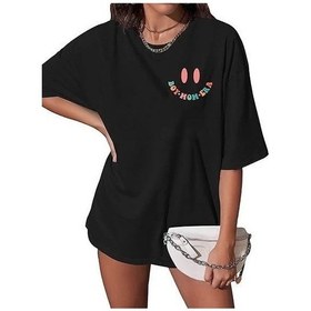 Resim Bisiklet Yaka Kısa Kol Baskılı T-shirt - Siyah Siyah 