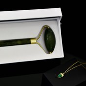 Resim Papatya Silver 925 Ayar Gümüş Gold Kaplama Yeşim Taşlı Ananas Kolye Yeşim Taşı Çift Taraflı Yüz Masaj Aleti Hediye 