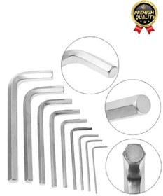 Resim Svein Özel Üretim Tamir Usta Altı Köşeli Bozuk Vida Kısa Düz Köşe Anahtar Takımı Çelik Alyan Seti 10 Parça 