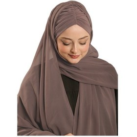Resim Hürrem Bone Vizon Pratik Hazır Geçmeli Bone Şal Şifon Drapeli 2507 10 vizon 