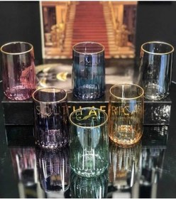 Resim Çnr Home Collection Diamond Renkli Kahve Yani 6 'lı Su Bardaği Gümüş 