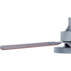 Resim Açık Gri LED Işıklı Tavan Vantilatörü – Uzaktan Kumandalı, Zamanlayıcılı, Ahşap Görünümlü Kanatlı 