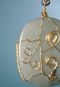 Resim TASARIM ARABAM ATİKE ELİF AKIN Aventurin Doğal Taş Oval Plaka Tel Sarmalı Dikiz Süsü 