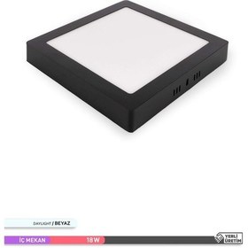 Resim ACK 18W Sıva Üstü Kare LED Panel Armatür Siyah Gövde 6500K Beyaz Siyah 