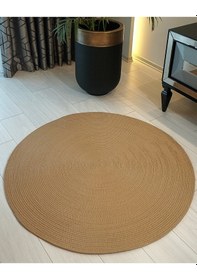 Resim Mavaux Jüt Yuvarlak Hasır Görünümlü Klasik Halı Kilim Jüt 