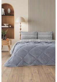 Resim Veluna Çift Kişilik Wellsoft Yorgan Uyku Seti Gri 