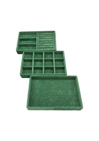 Resim Yerli Üretim Süet Kumaş Yeşil Renk 3 Lü Takım Çekmeçe İçi 