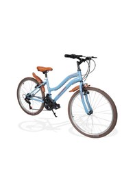 Resim Sarissa Vintage 24" Jant 21 Vites Çelik Kadro V Fren Unisex Şehir Bisikleti Mavi Kahverengi Lastik Mavi 