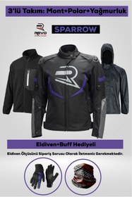 Resim REVO SPARROW Mor 3 Katmanlı 4 Mevsim Kadın Motosiklet Montu + ELDİVEN VE BUFF HEDİYELİ 