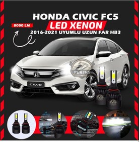 Resim Honda Civic Fc5 2016-2021 Uzun Far Uyumlu Şimşek Etkili Led Xenon Light Series Hb3 
