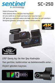 Resim SIEGEN Sentinel SC-250 4K UHD Araç İçi Kamera | ADAS & BSD, Wi-Fi, GPS Opsiyonel, 170° Geniş Açı, 24 Saat P 