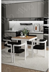 Resim Avvio Demre Bohem Ayak Tokyo Demonte Sandalye 80x80 Yemek Masası Mutfak Masası 4 Kişilik Akçaağaç 