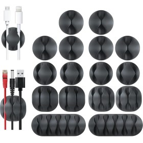 Resim Storemax 16 Adet Kordon Tutucu Siyah Kendinden Yapışkanlı Kordon Klipleri Masa Kablo Yönetimi Ev Veya Ofis Için 