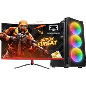 Resim Ramtech Racer KX10-M I5 12400F 32G Ram 960G SSD GTX1660TI 6g 23.6 Curved Monitör Oyuncu Bilgisayarı 