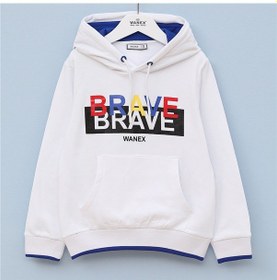 Resim Wanex Erkek Çocuk Şardonlu Uzun Kol Kalın Kapüşonlu Sweatshirt - 15529 Beyaz 