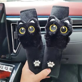 Resim Dodemert Home Siyah Kedi Yumuşak Araba Koltuk Kemeri Kılıfı Omuz Koruyucu 2 ADET 