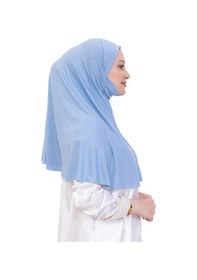 Resim Modish Group Hazır Başörtüsü Pratik İslami Giyim Penye Peçeli Türban Namaz İçin Yumuşak Eşarp Mavi 