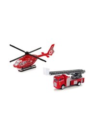 Resim Die-cast Metal İtfaiye Ve Kurtarma Helikopteri Seti - Geri Çek Bırak Hareketli Oyuncaklar 