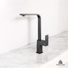 Resim İsaoğlu Yapı Antrasit Mutfak Bataryası Kare Antrasit Gri Evye Armatür Premium Gri 