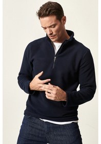 Resim AC&Co / Altınyıldız Classics Anti-Pilling Tüylenme Yapmayan Bato Yaka Erkek Polar Sweatshirt 4A5221100016LACXXL Lacivert 