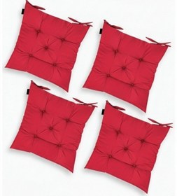 Resim Kırmızı Dekoratif Pofidik Sandalye Minderi 4 Lü Set 40x40 Cm Kırmızı 
