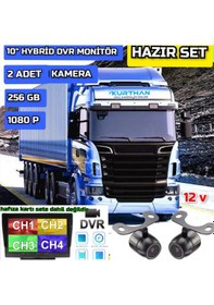 Resim 10 '' Hybrid Dvr Ekran Ve 2 Ad Kelebek Kamera Seti 12 Volt 256 Gb 