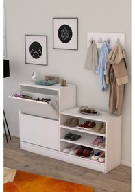 Resim Anatolia 2 Kapak Kayar Raflı Ayakkabılık Beyaz 