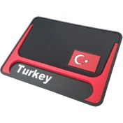Resim caraks Kaydırmaz Silikonlu Ped Araç Göğüs Torpido Ev Ofis Çok Amaçlı Turkey Bayrak Desenli 17,5 cm x 13 cm 