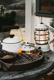 Resim Forest Lantern Vintage Şarjlı Dekoratif Fener, Beyaz - Beyaz 