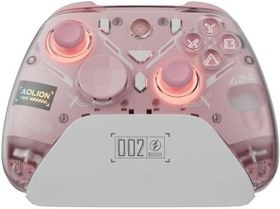 Resim Coverzone Hall Efect Kablosuz Oyun Kolu, RGB Şarj İstasyonlu, 3 Modlu Hassas Tetik, Drift Önleyici Joystick, Değiştirilebilir D-Pad, Kablosuz Bluetooth 2.4G PC Konsol Uyumlu | Aolion K20 (Pembe) 