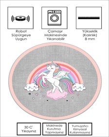 Resim Dijital Baskı Yuvarlak Çocuk Oyun Halısı LHÇH-07 - 100 X 100 
