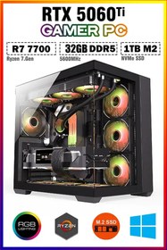 Resim DMC GOLD X14 Ryzen 7 7700 32GB 5600MHz DDR5 1TB M.2 RTX5060Ti Sıvı Soğutmalı Oyuncu Bilgisayarı 