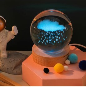 Resim Yağmur Bulutu Tasarımlı Renk Değiştiren Cam Küre Renkli 