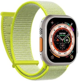 Resim Microsonic Apple Watch SE 3 44mm Hasırlı için Kordon Woven Sarı [Watch SE 3 44mm ile Uyumlu Kordon - Sarı] 