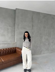 Resim Defymoda Bisiklet Yaka Uzun Kollu Crop - Gri Gri 