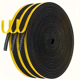 Resim 5m x 3 Rulo Siyah Rüzgar Geçirmez ve Yağmur Geçirmez Kendinden Yapışkanlı Conta Bandı 1/4 inç X 1/8 inç X 16.5 Ayak Kapı Pencere Aralığı için Köpük Kauçuk Hava Yalıtım Şeridi, İzolasyon Çerçevesi, Klima Rüzgar Önleyici Şerit Genişlik 6mm, Kalınlık 3mm, Uzunluk 5 Metre 