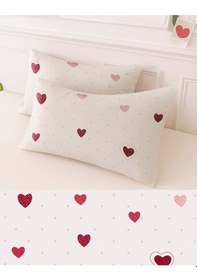 Resim Desenli Pamuklu Kalpli Desen Yastık Kılıfı 2 Adet 50 X 70 Cm Bordo 