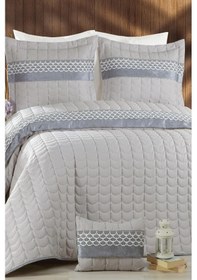 Resim Colors Micro Çift Kişilik Yatak Örtüsü Krem Gri (541555784) 