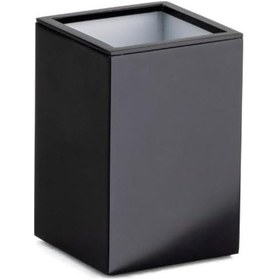 Resim Tezgah Üstü Mat Siyah Diş Fırçalık 100x60x60 Mm Açık Ahşap 