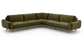 Resim Klem 310 x 310 Köşe Ahşap Ayak - Kadife - Haki / Koyu / Rahat Dolgu 