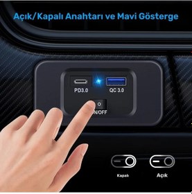 Resim Honeybeeshop Bluray İki Paket Çift Usb Qc3 0 Ve Pd3 0 Araba Hızlı Şarj Soketi Tip C Arayüzü Araç Şarj Cihazı 12v 24v Araçlar İçin 